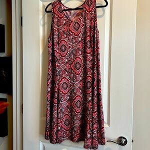 NY Collection Sleeveless Red Paisley Dress